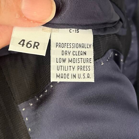 Vtg 90s PinStripe Mens Blazer 46R Preppy Wall Street USA Business Y2K Sopranos - Picture 13 of 16